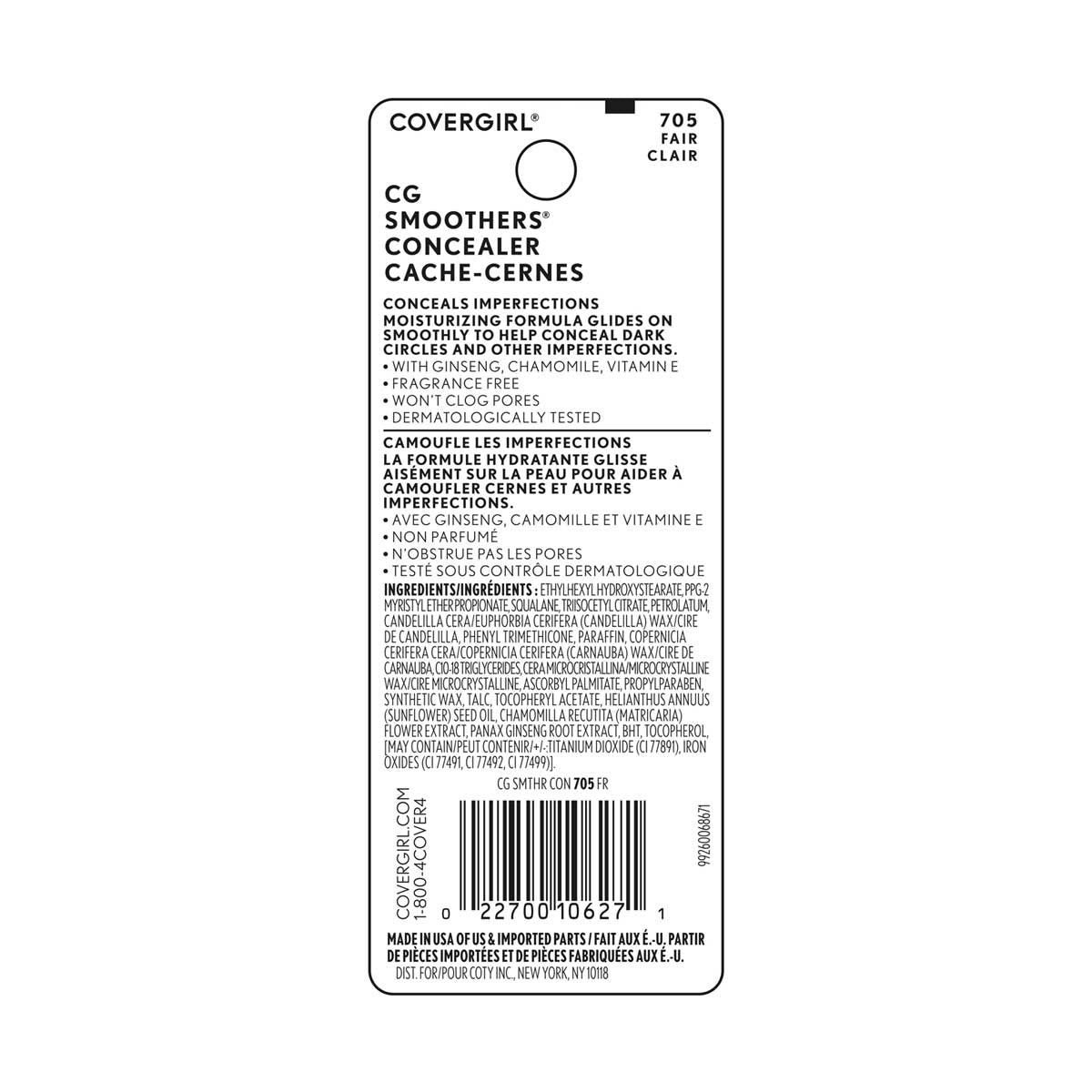CoverGirl CG Smoothers Concealer, 705 Fair, 0.14 oz