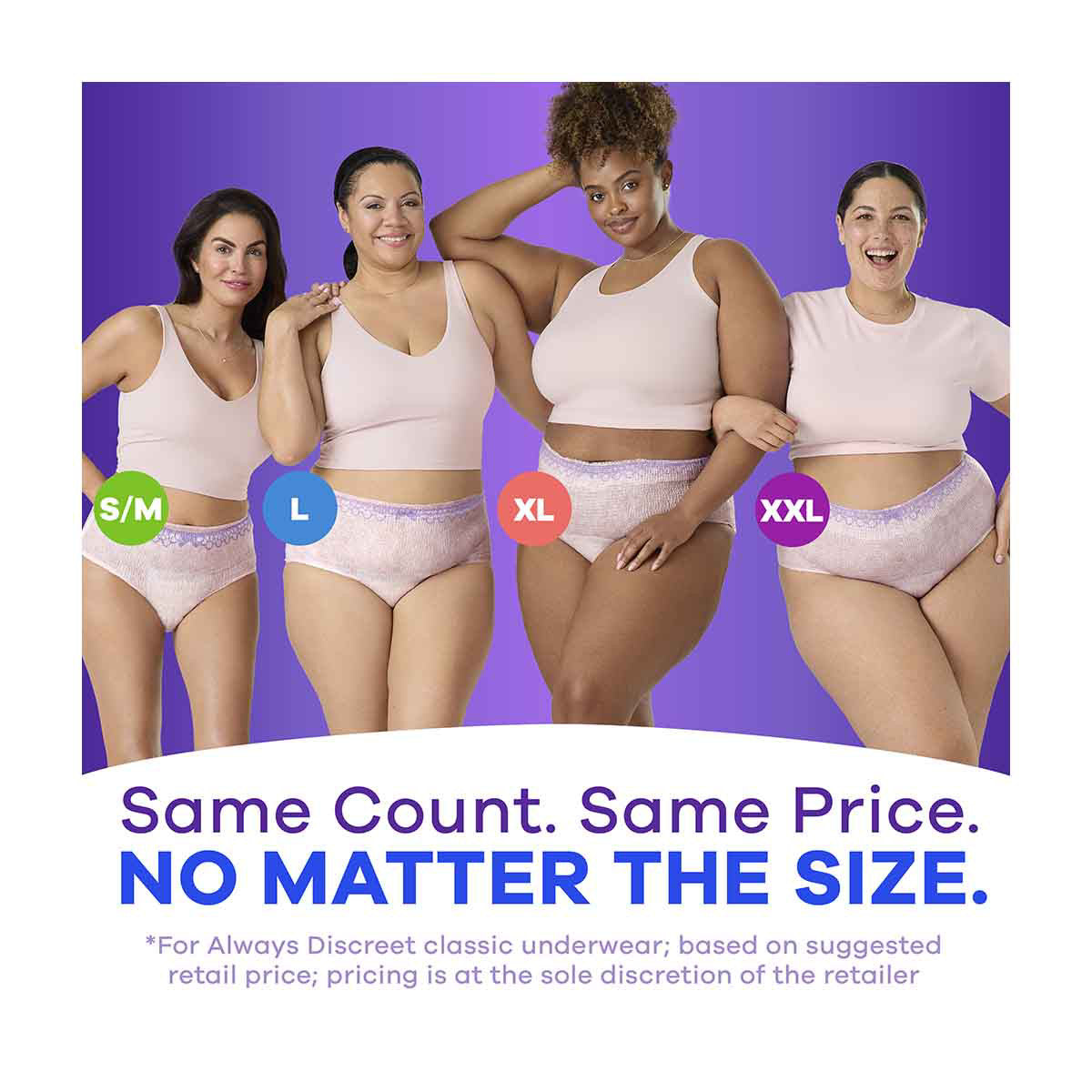 Always Discreet Adult Incontinence Underwear for Women and Postpartum Underwear, XL, Up to 100% Bladder Leak Protection, 26 CT