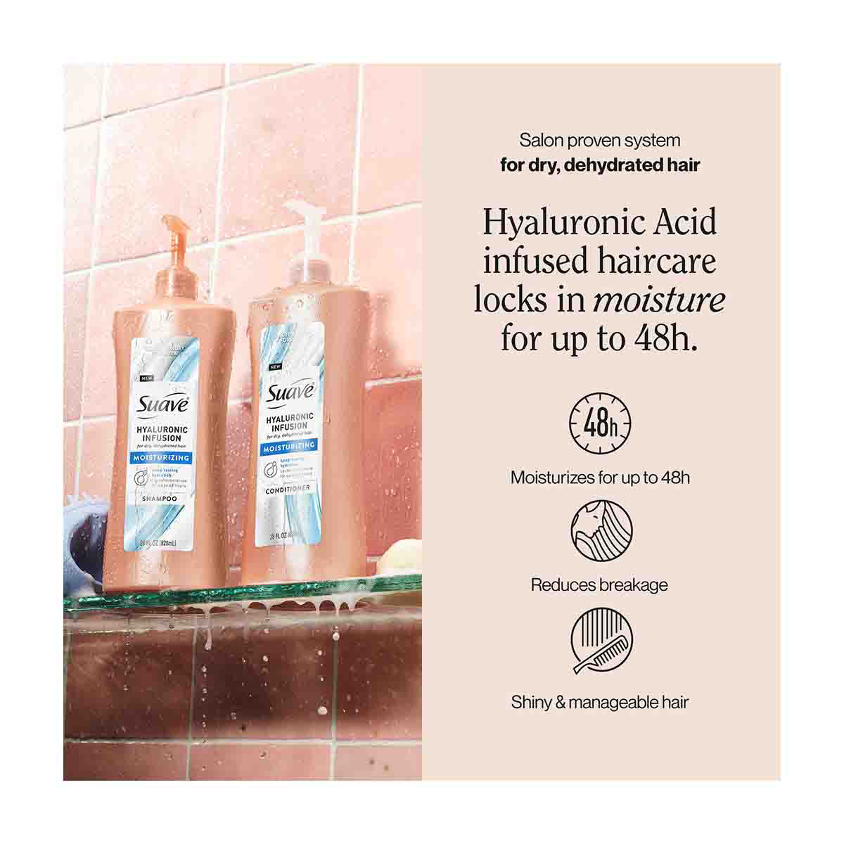 Suave Hyaluronic Infusion Moisturizing Shampoo, 28 fl oz