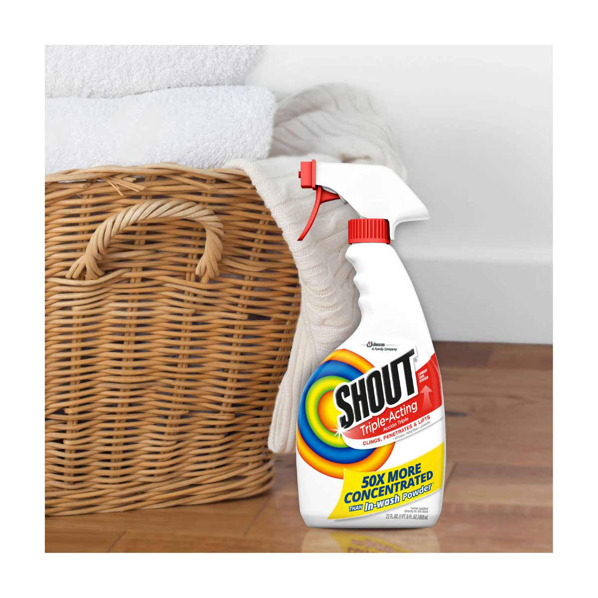 Shout Active Enzyme Laundry Stain Remover Pre-Wash Spray, Triple-Acting Formula, 22 oz