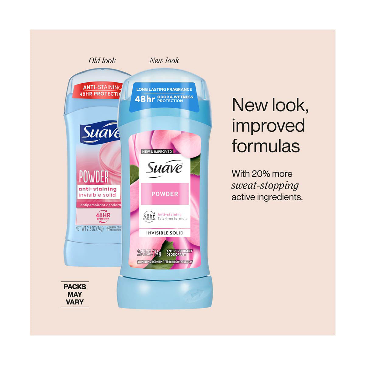 Suave Invisible Solid Antiperspirant Deodorant For Women, Powder, 2.6 oz