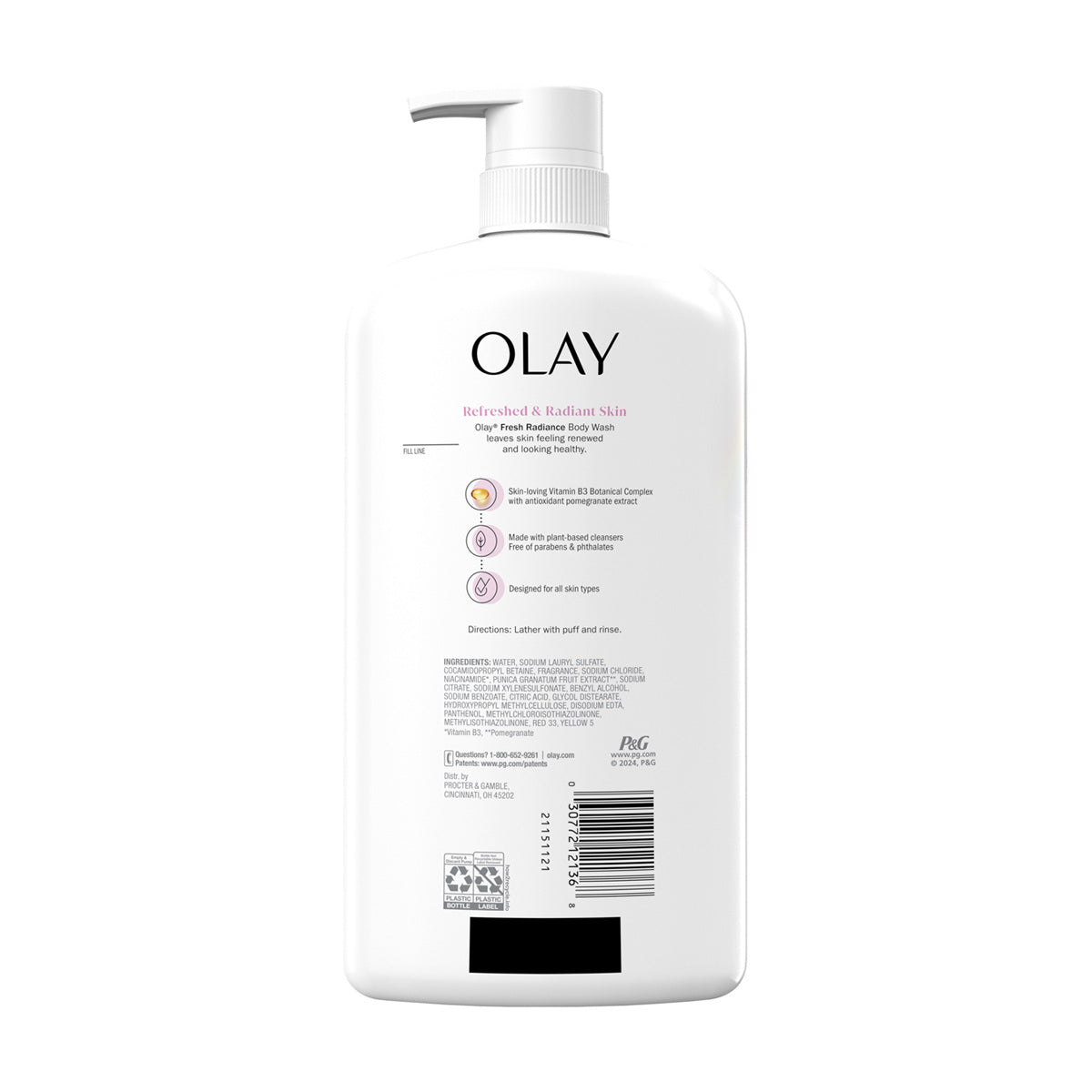 Olay Fresh Radiance Body Wash, Rose Water & Sweet Nectar, 27 fl oz