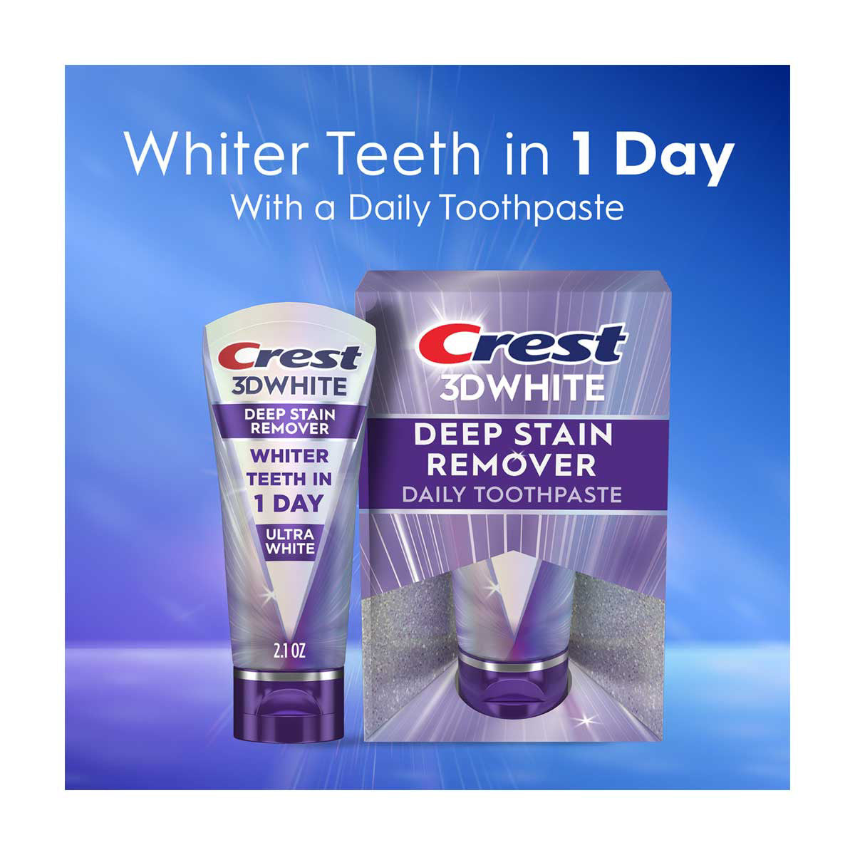 Crest 3D White Brilliance Deep Stain Remover Daily Toothpaste, Ultra White, 2.1 oz