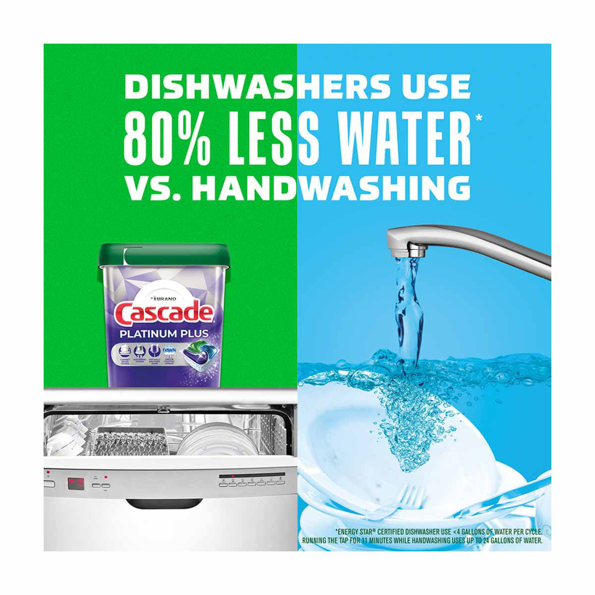 Cascade Platinum Plus ActionPacs Dishwasher Detergent, Fresh Scent, 62 ct