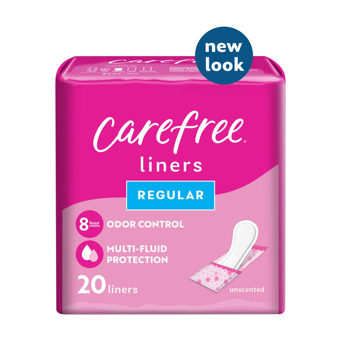 Carefree Panty Liners, Regular, Unscented, 20 ct