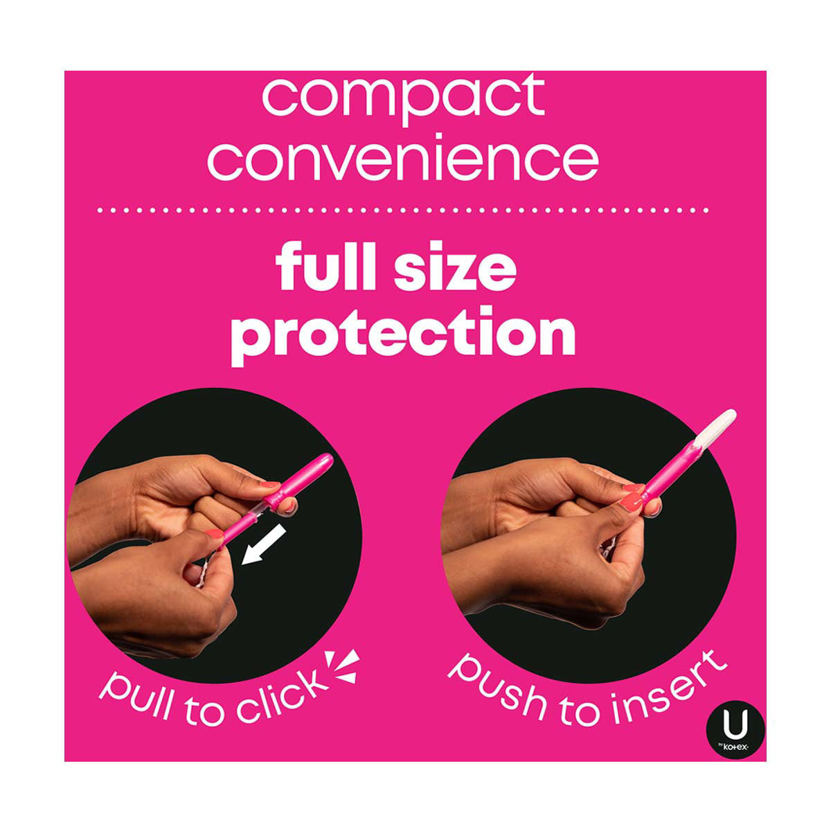 U by Kotex Click Compact Tampons, Regular, Unscented, 32 ct