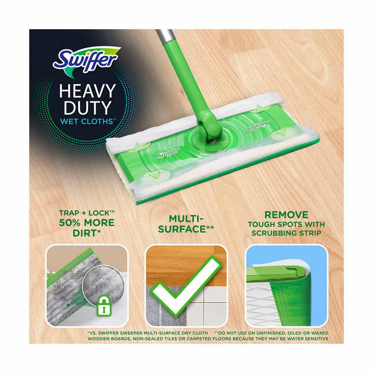 Swiffer Sweeper Heavy Duty Wet Mopping Cloths, Lavender Scent, 20 ct