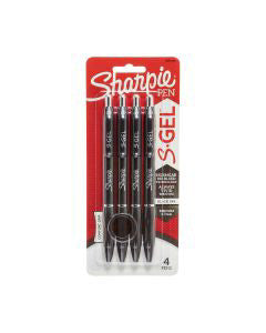Sharpie S-Gel Pens, Black Ink, Pack of 4