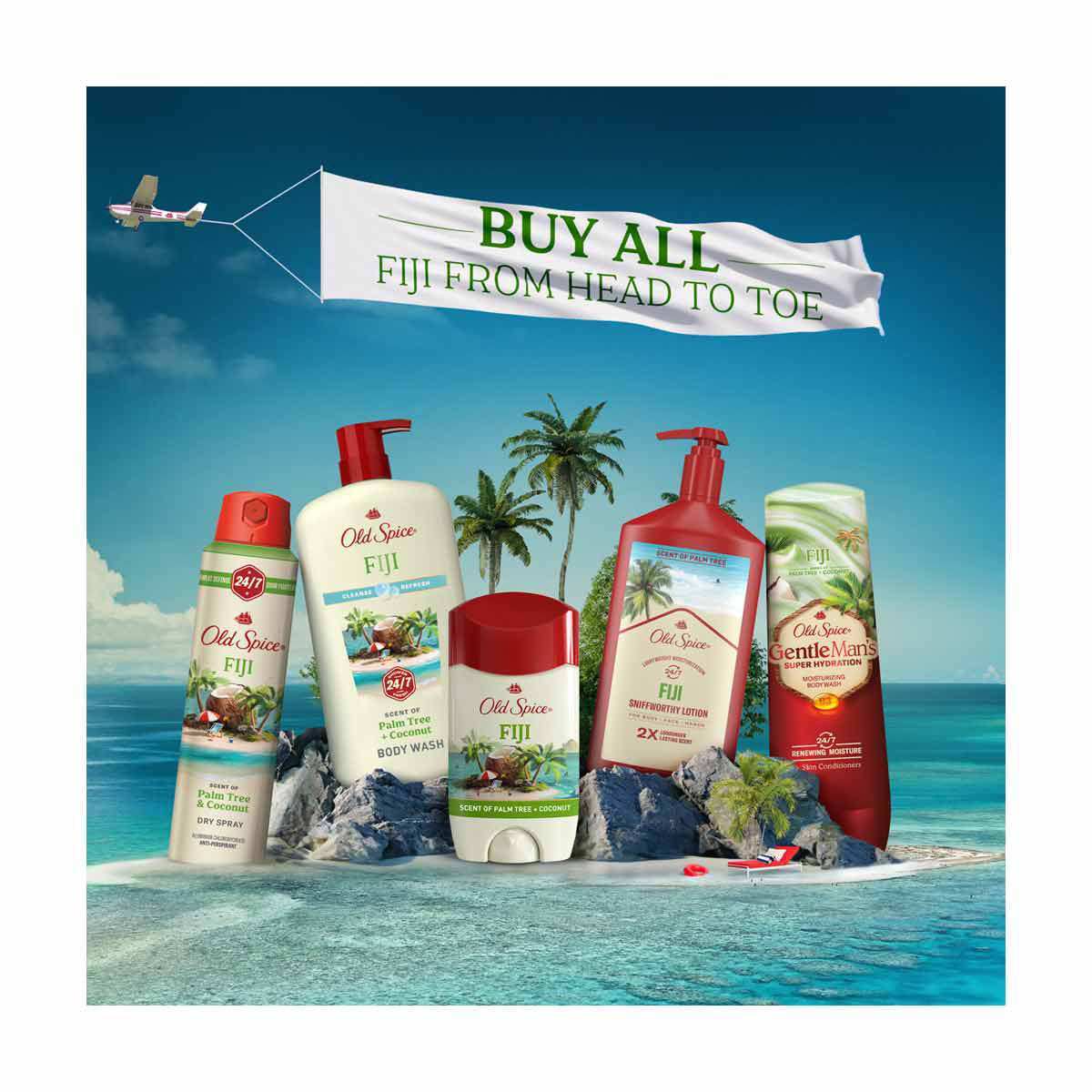 Old Spice Men's Deodorant Aluminum-Free Fiji with Palm Tree, 24/7 Lasting Freshness, 3oz