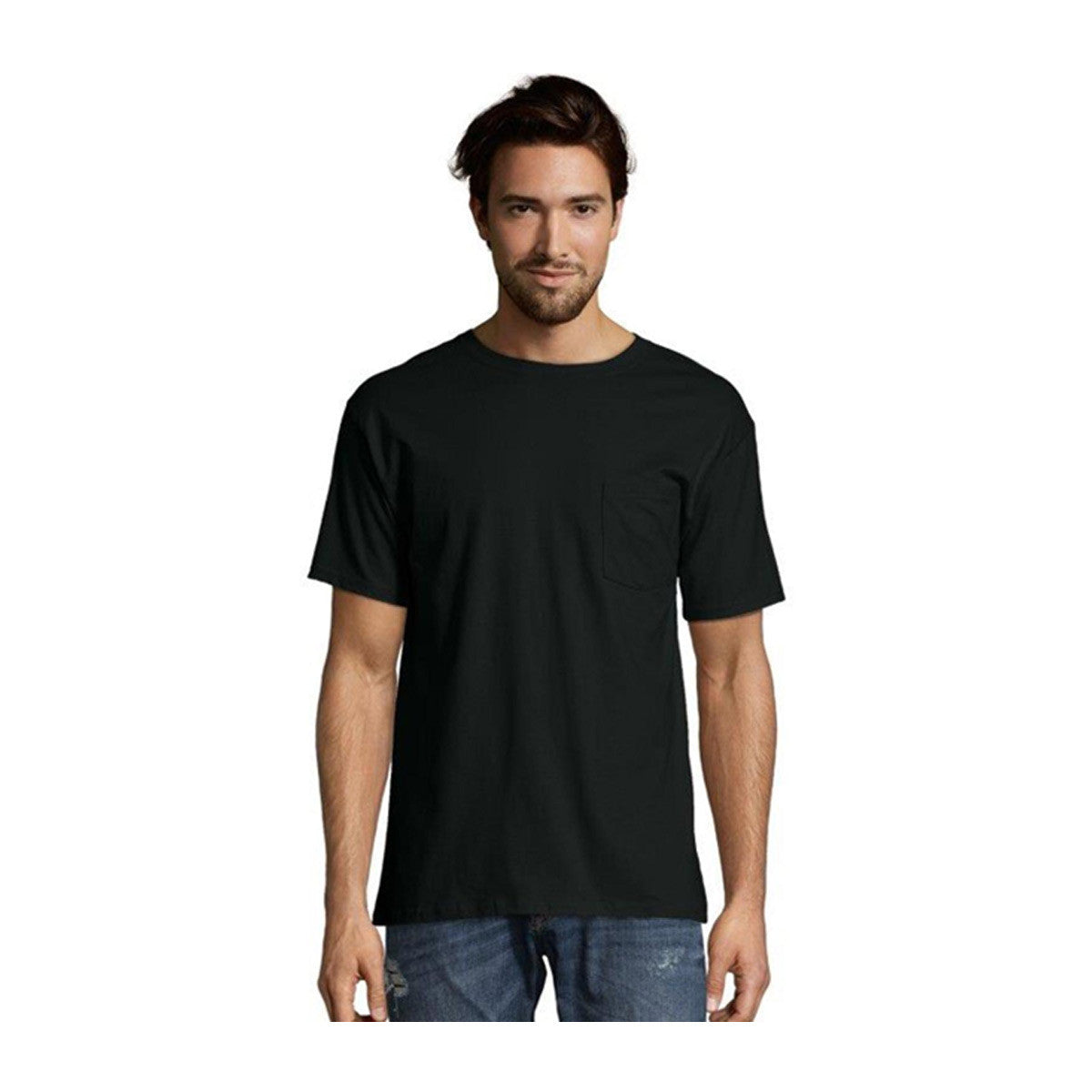 Hanes Men's Short Sleeve Pocket Tee - Black, 2X