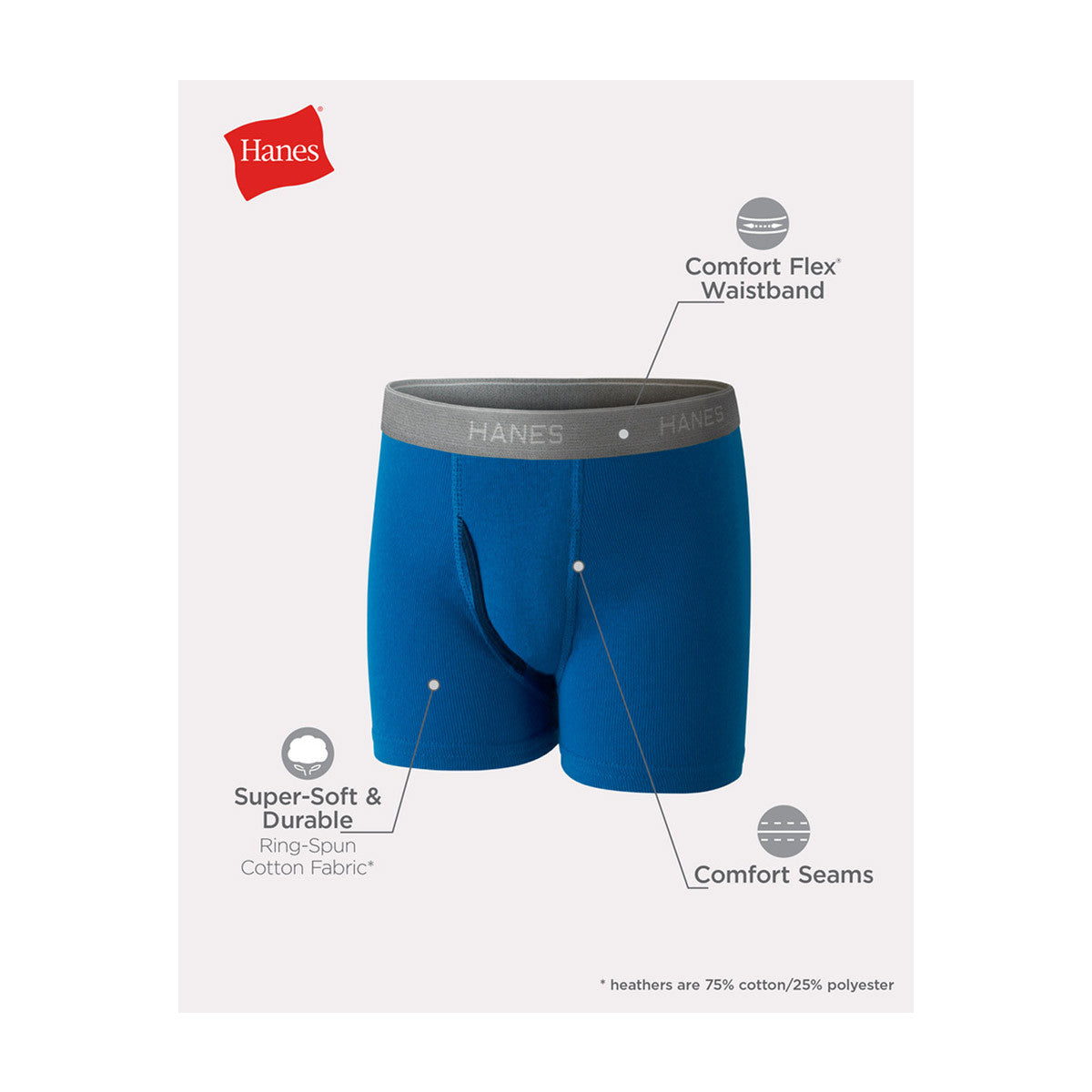 Hanes Boy Sport Boxer Brief, Size 4, 3 ct