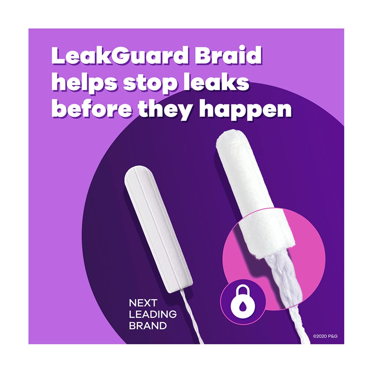 Tampax Radiant Tampons with LeakGuard Braid, Regular Absorbency, Unscented, 28 Count