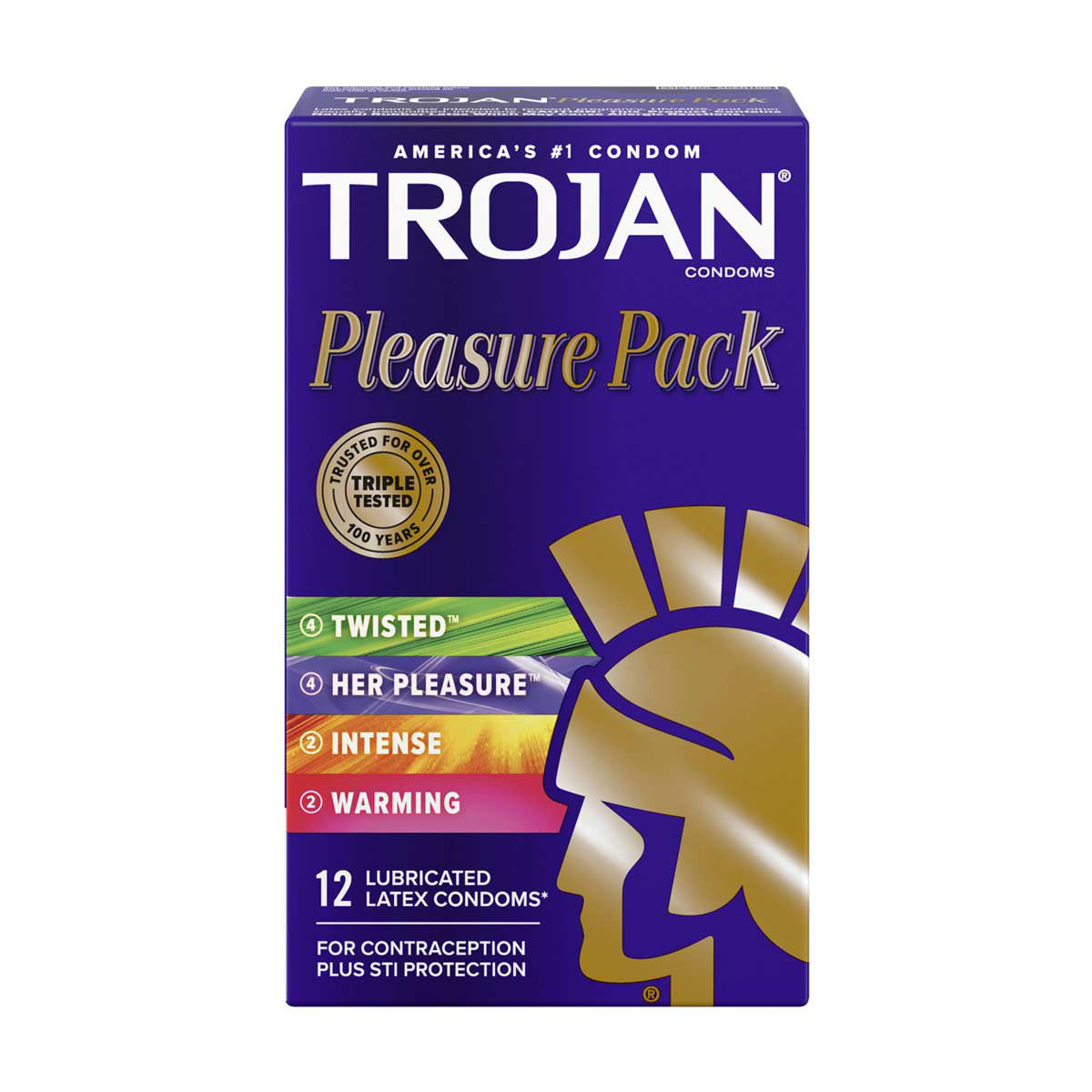 Trojan Pleasure Variety Pack Lubricated Condoms, 12 ct