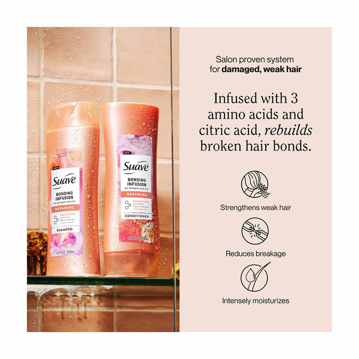Suave Bonding Infusion Repairing Shampoo, 12.6 oz