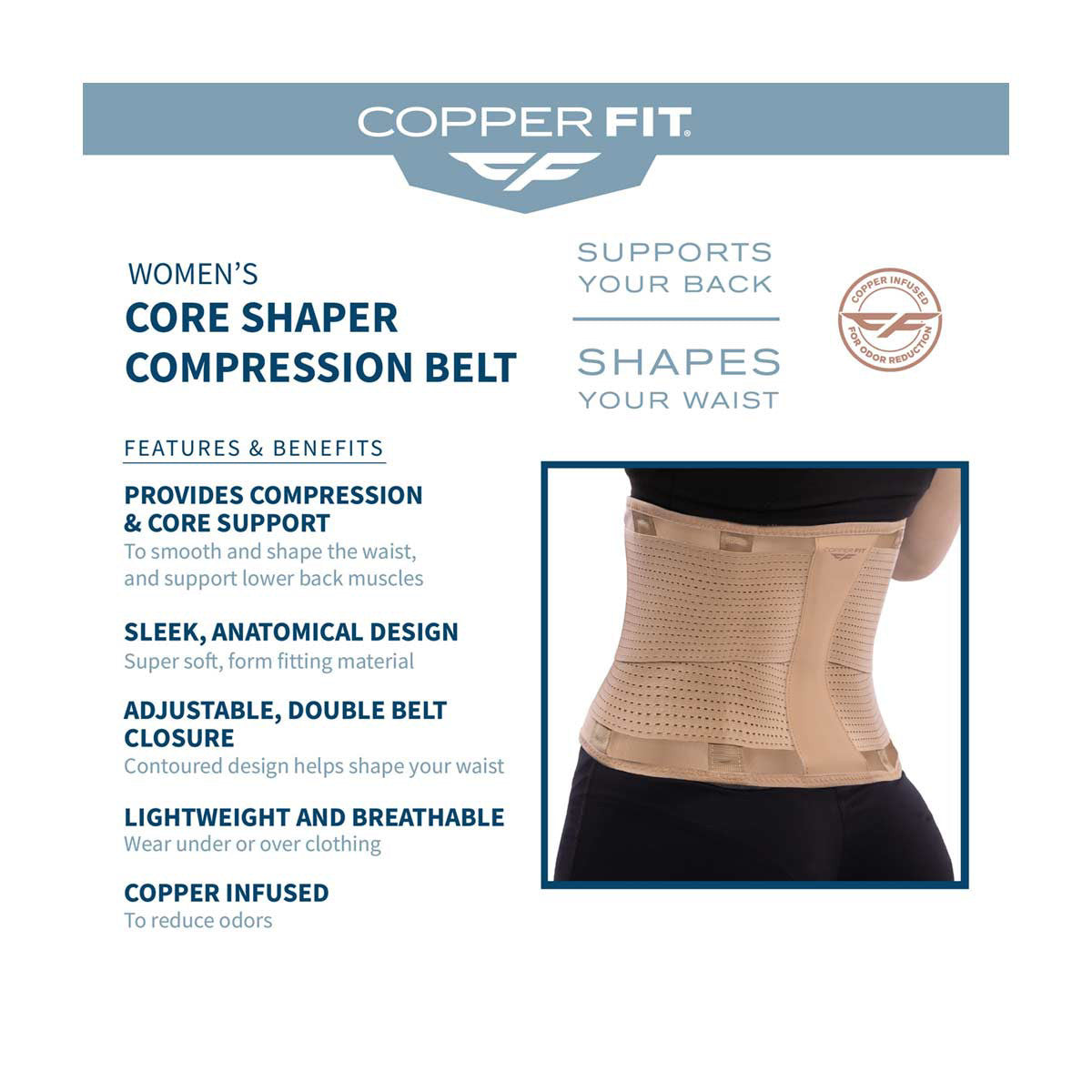 Copper Fit Women's Core Shaper, Beige
