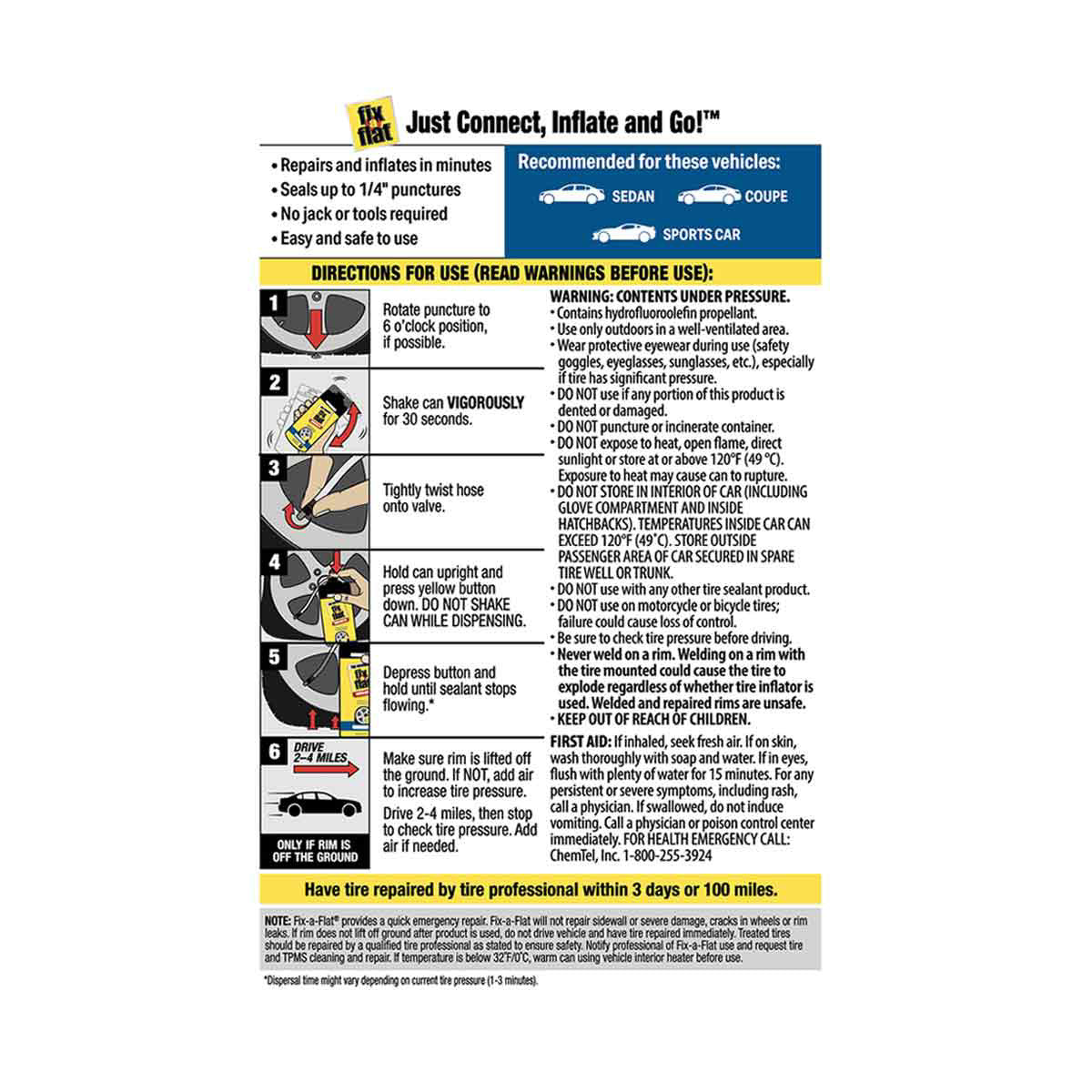 Fix-A-Flat, Sedan/Coupe - 16 oz