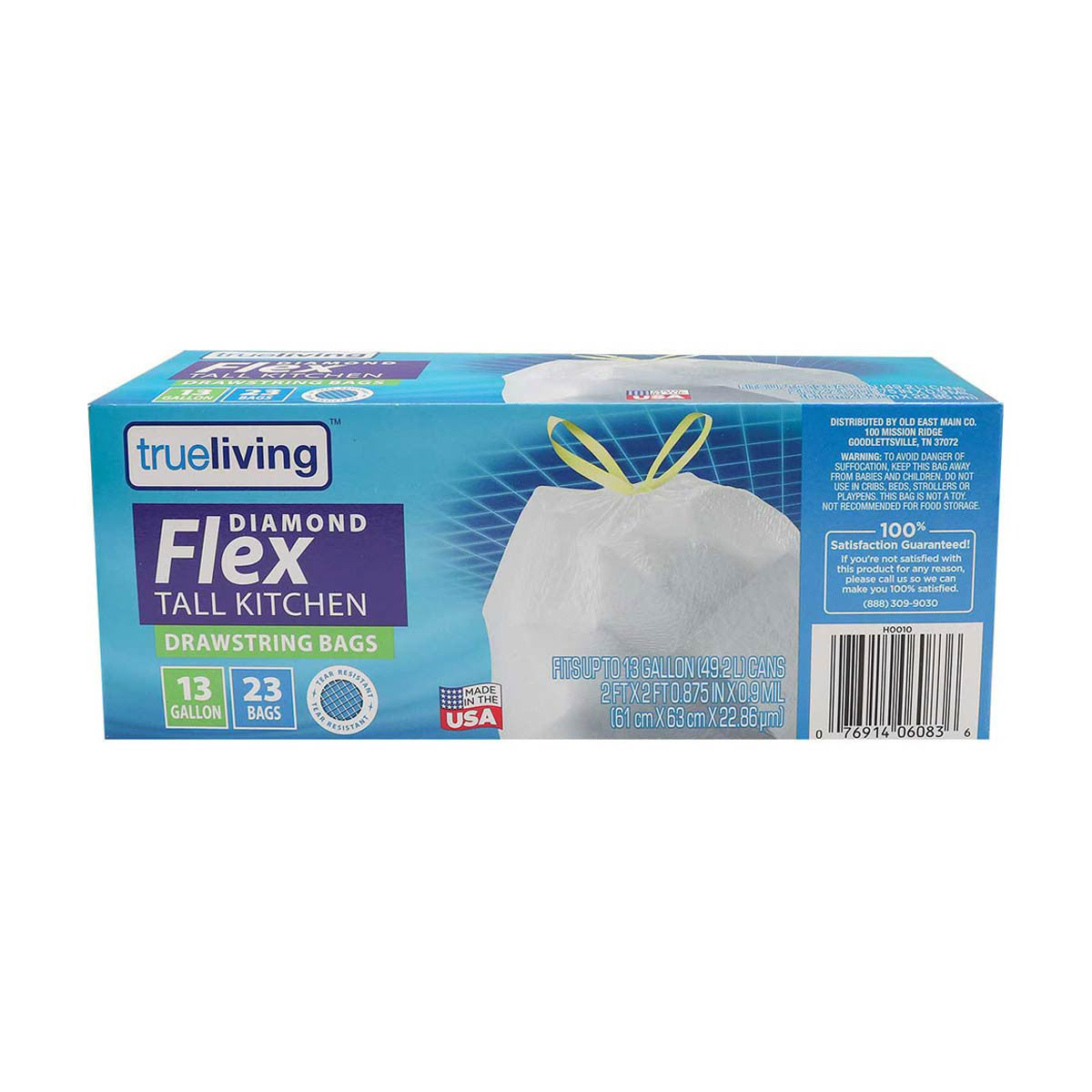 True Living Diamond Flex Tall Kitchen Drawstring Bags, 23 ct