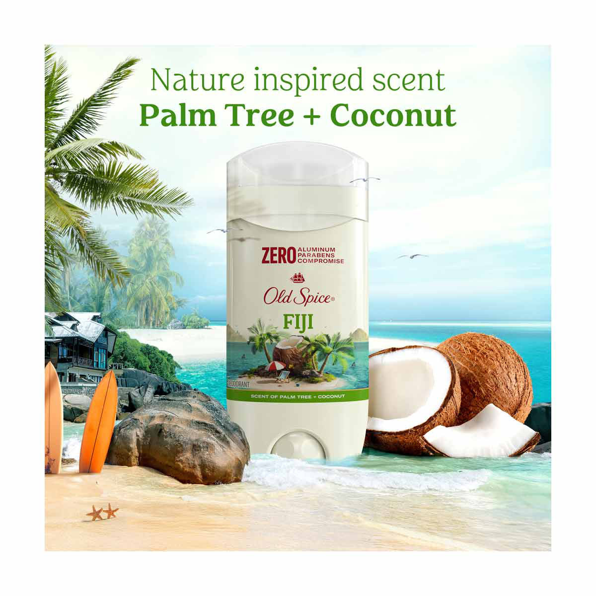 Old Spice Men's Deodorant Aluminum-Free Fiji with Palm Tree, 24/7 Lasting Freshness, 3oz