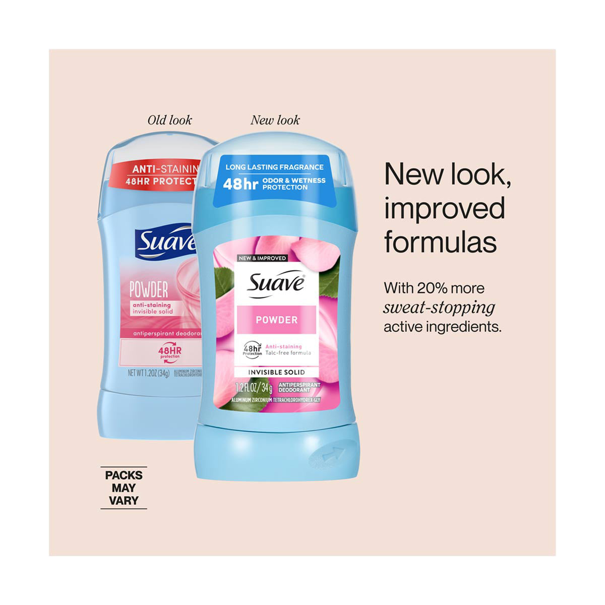 Suave Invisible Solid Antiperspirant Deodorant For Women, Powder, 1.2 oz