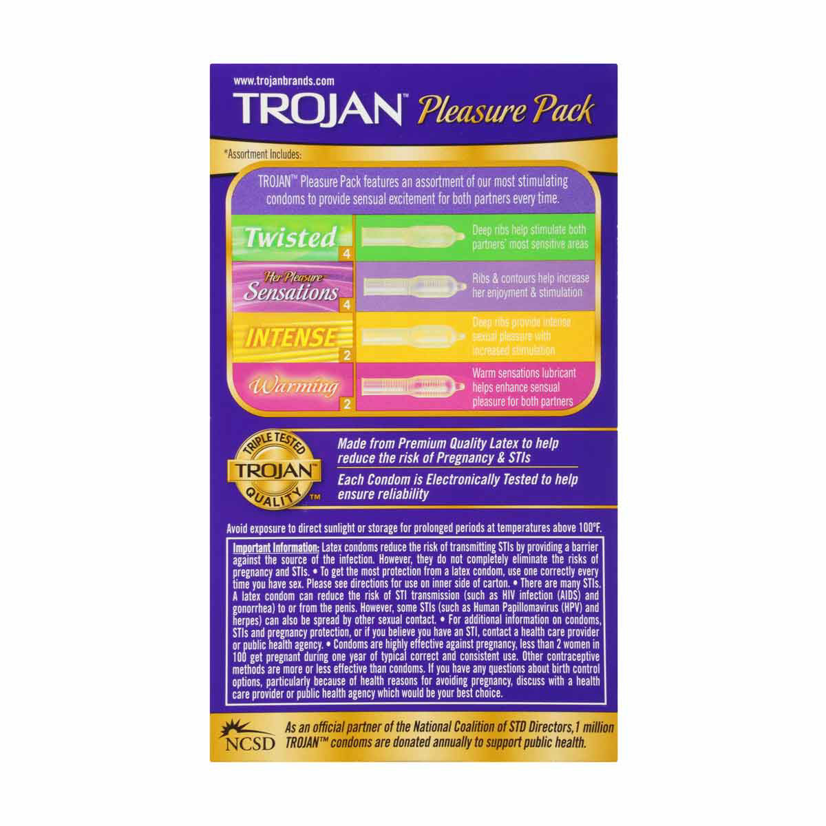 Trojan Pleasure Variety Pack Lubricated Condoms, 12 ct