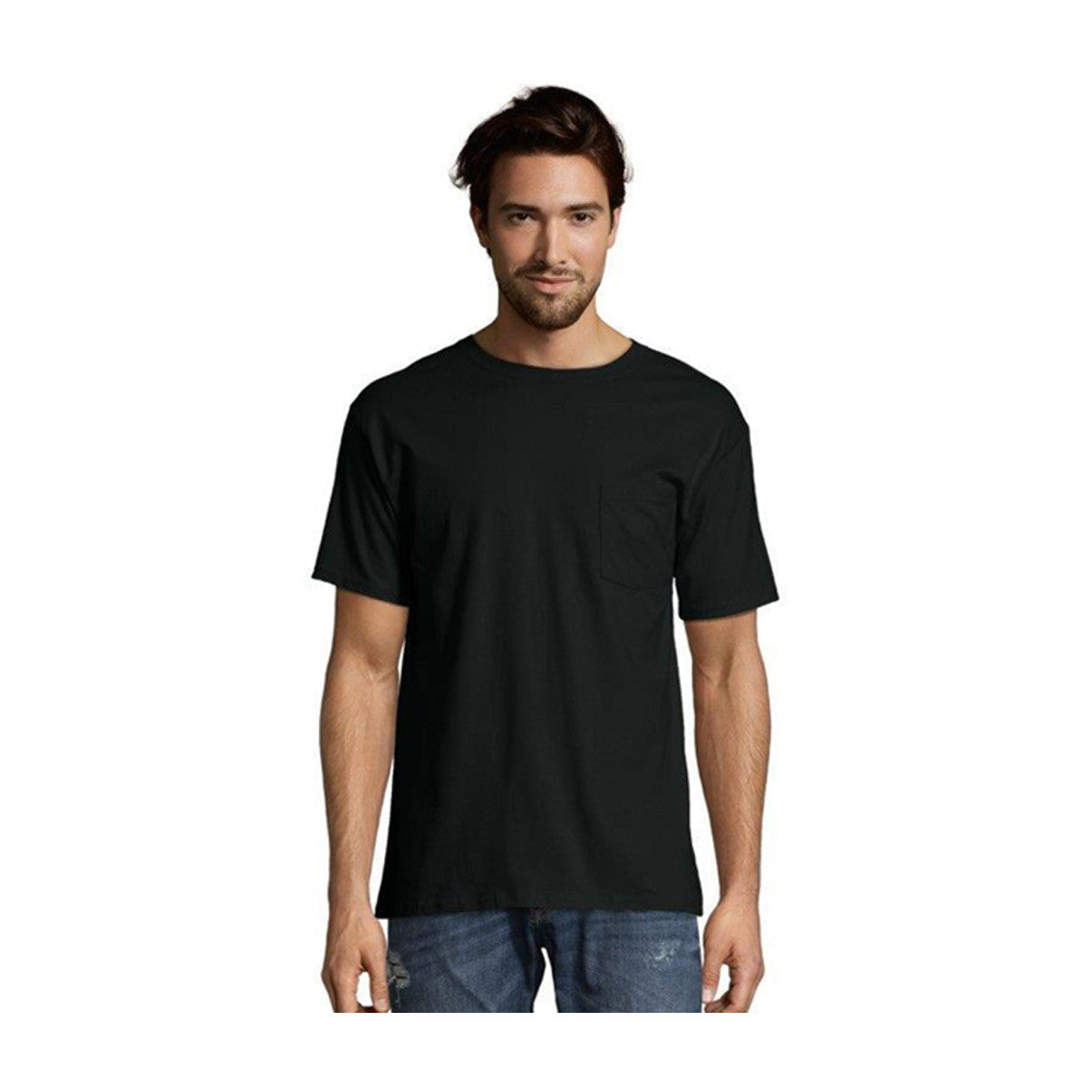 Hanes Men's Short Sleeve Pocket Tee - Black, Large