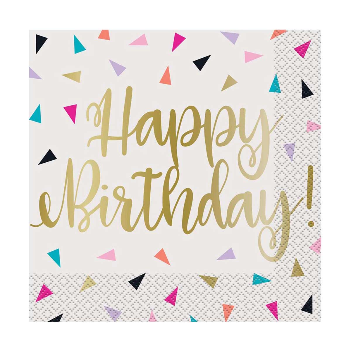 321 Party! Foil Gold Triangle Confetti Birthday Luncheon Napkins, 20 ct
