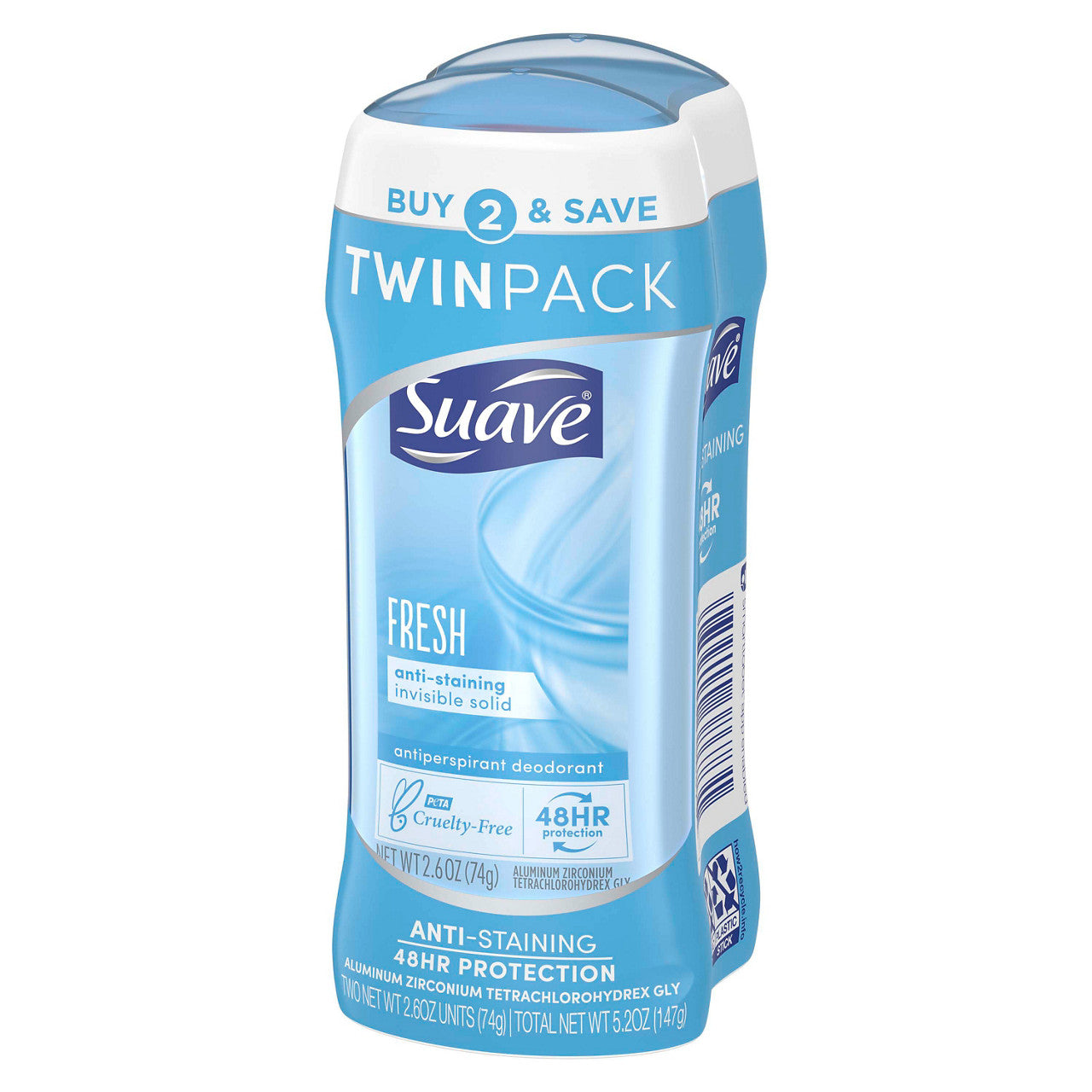 Suave Antiperspirant Deodorant, Fresh Scent, 2.6 oz Each, 2 pk