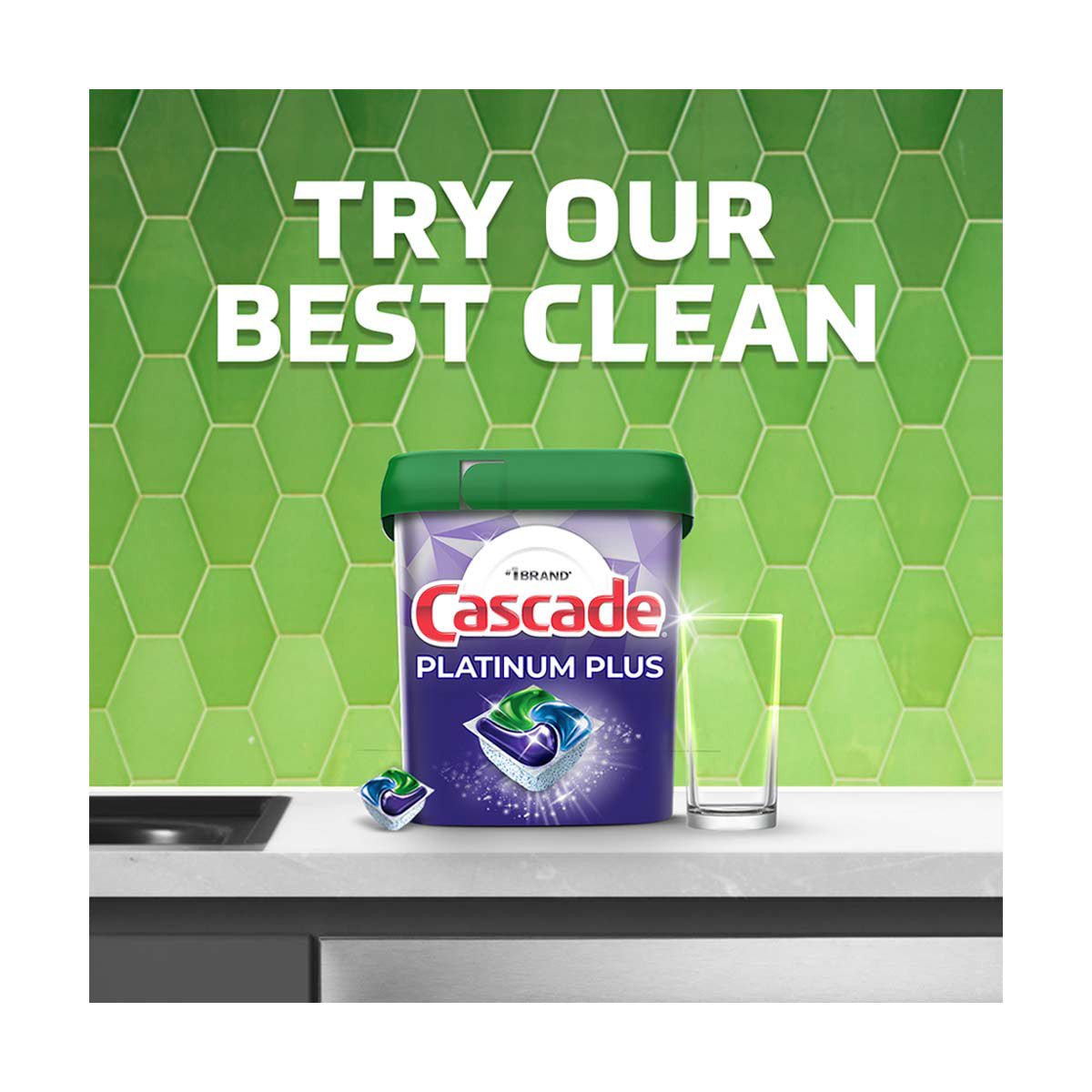 Cascade Platinum Plus ActionPacs Dishwasher Detergent, Fresh Scent, 62 ct