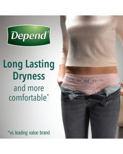 Depend FIT-FLEX Incontinence Underwear for Women, Maximum Absorbency, M, Blush, 30 ct