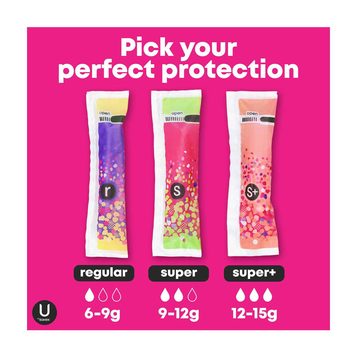 U by Kotex Click Compact Tampons, Regular, Unscented, 32 ct