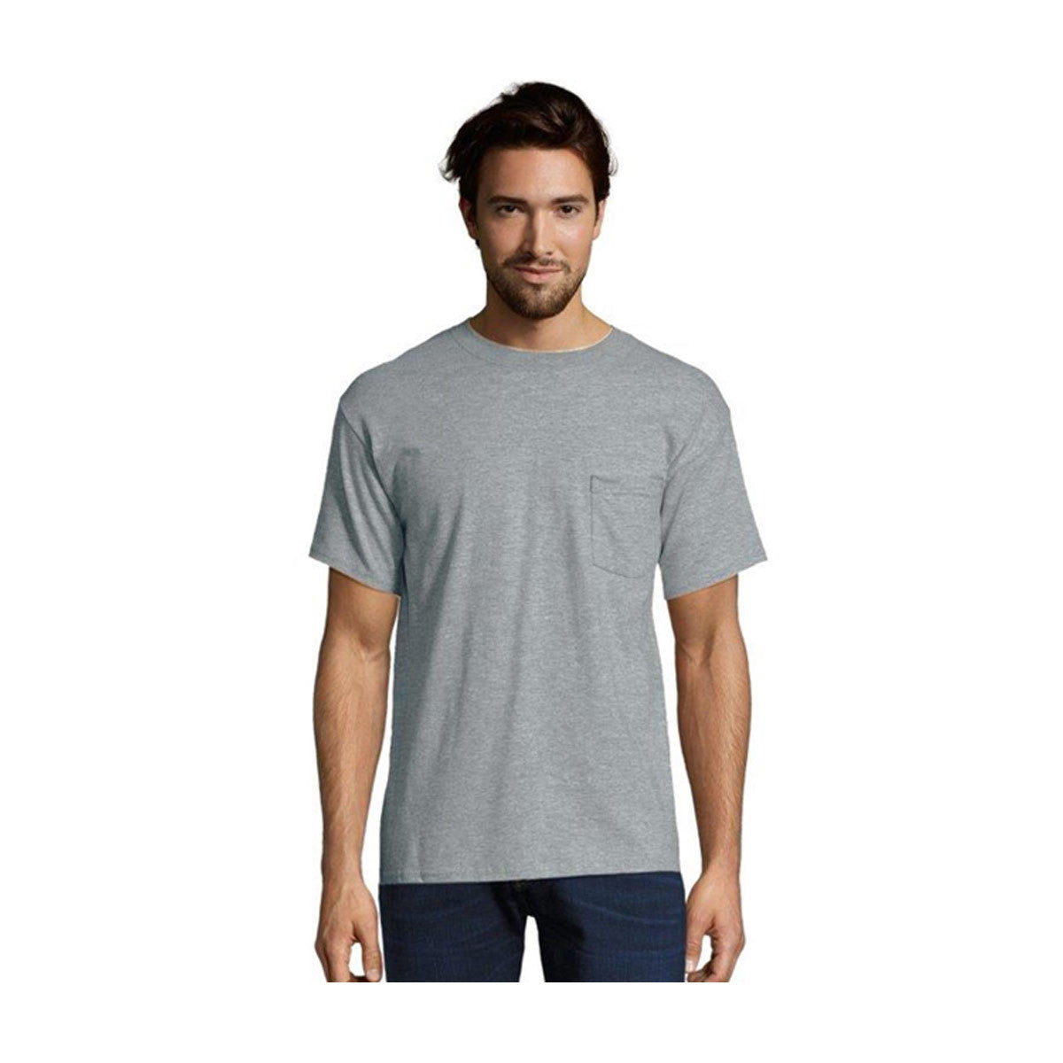 Hanes Men's Pocket T-Shirt - Light Steel, Large