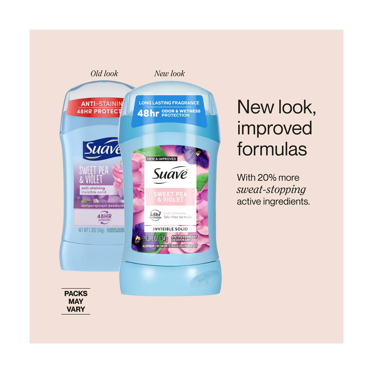 Suave Invisible Solid Antiperspirant Deodorant For Women, Sweet Pea & Violet, 1.2 oz