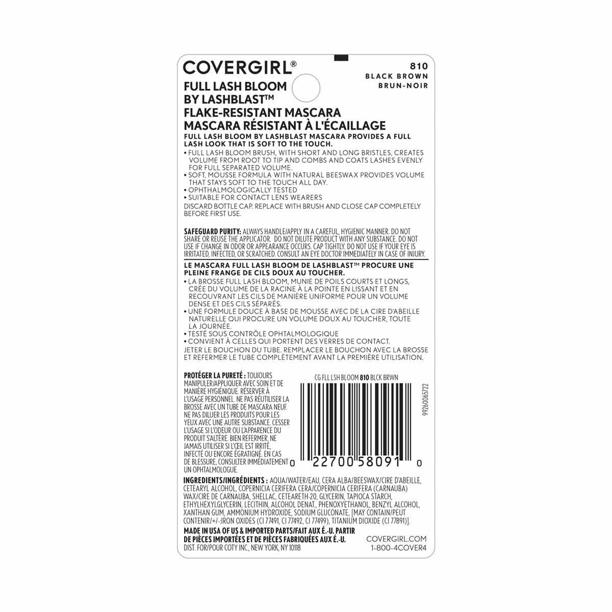 CoverGirl Lash Blast Volume Mascara, 810 Black Brown, 0.44 fl oz
