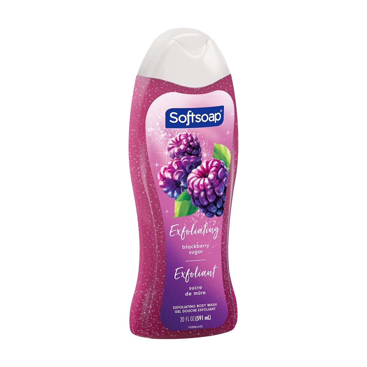 Softsoap Body Blackberry Sugar Exfoliating Body Wash, 20 oz