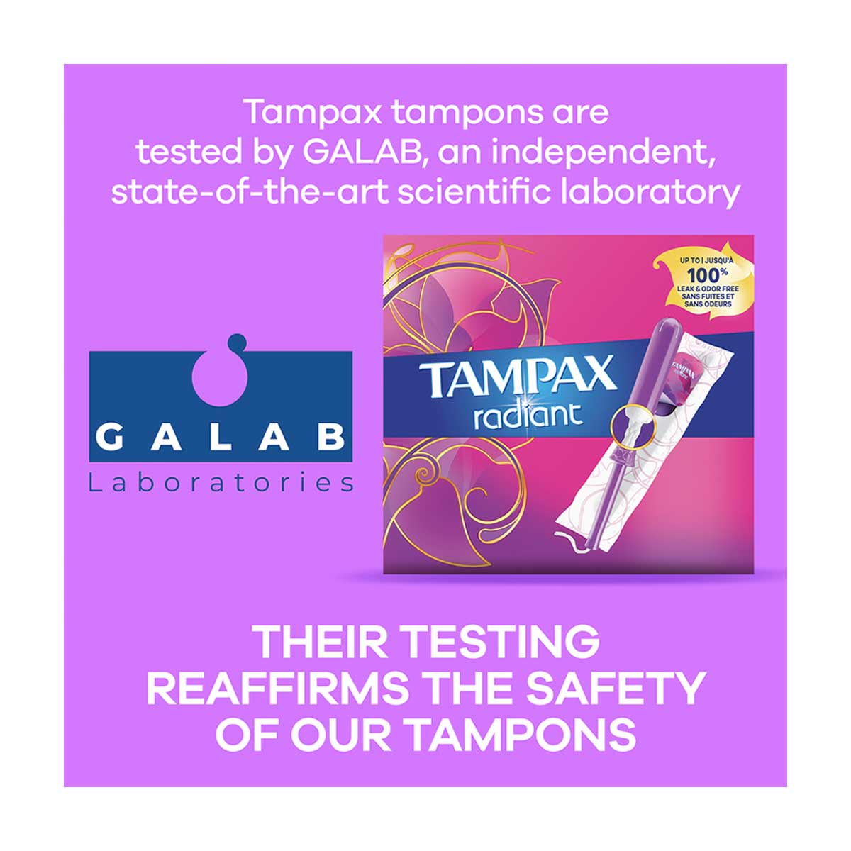 Tampax Radiant Tampons with LeakGuard Braid, Regular Absorbency, Unscented, 28 Count
