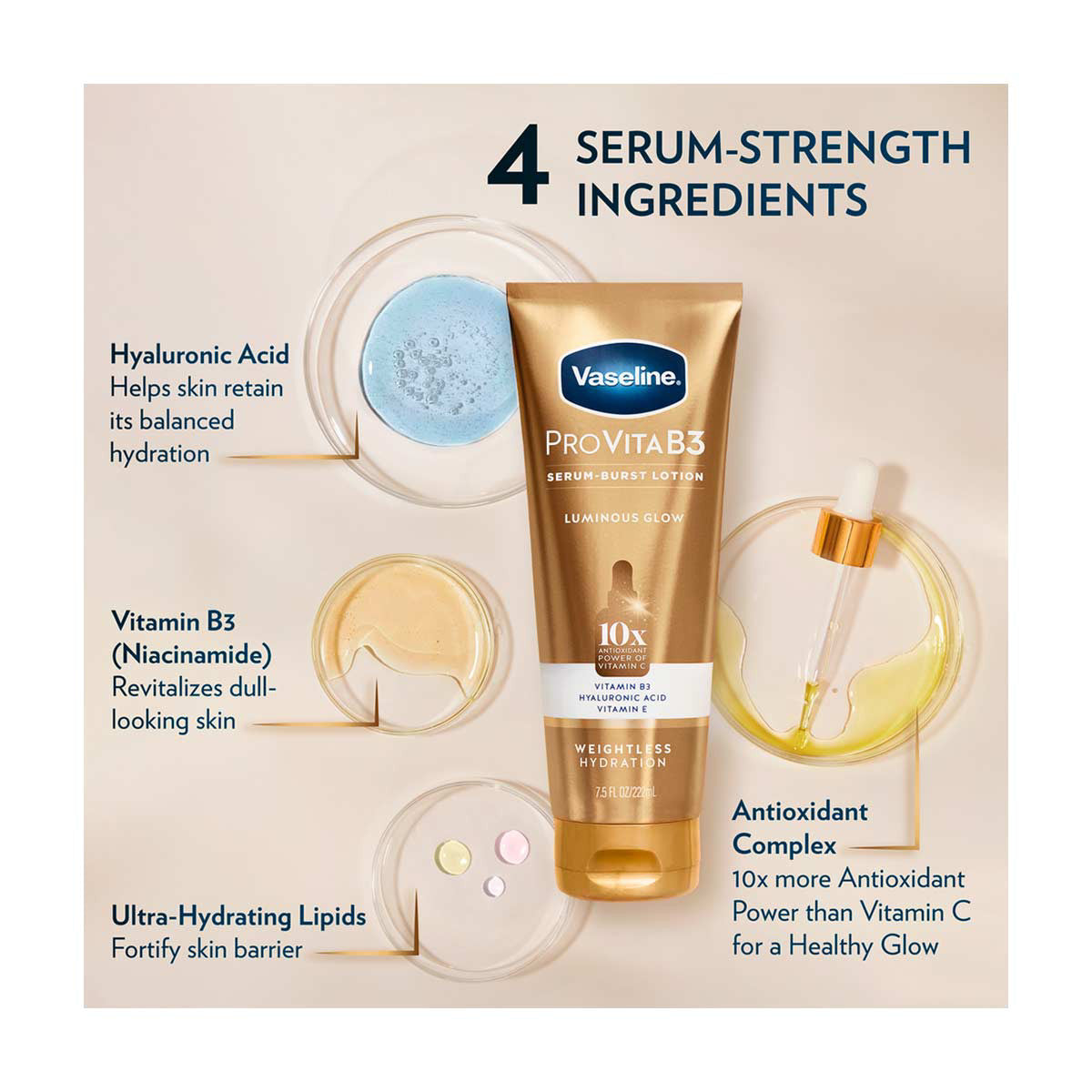 Vaseline Pro VitaB3 Serum Burst Lotion Luminous Glow, 7.5 fl oz