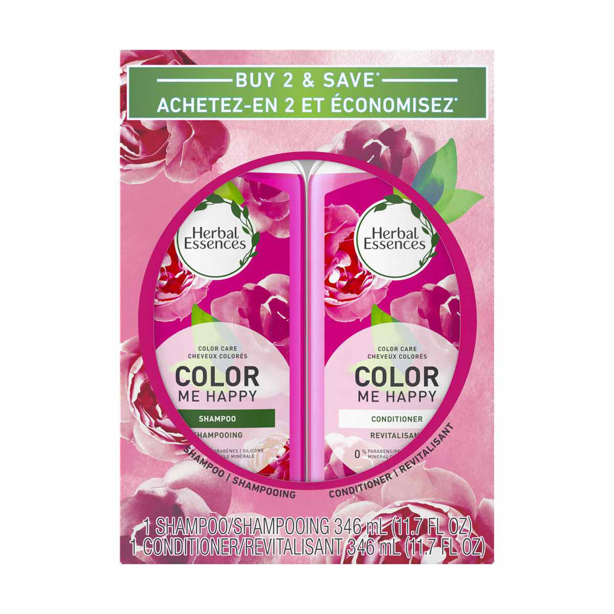 Herbal Essences Color Me Happy Shampoo & Conditioner Set, 11.7 fl oz bottles, 2 ct