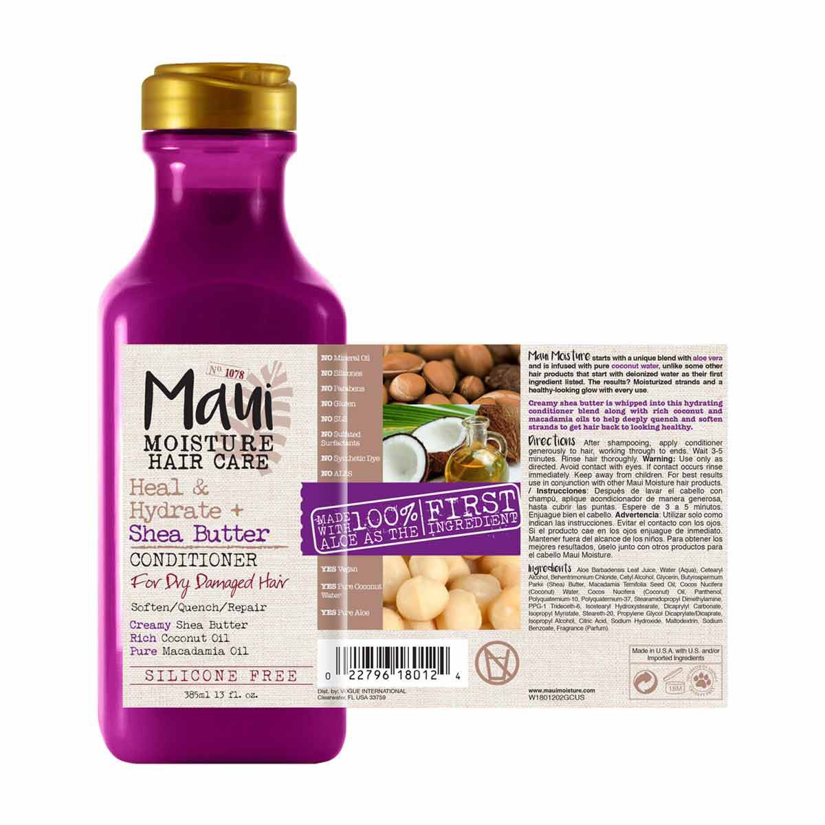Maui Moisture Hair Care Heal & Hydrate + Shea Butter Conditioner, 13 fl oz