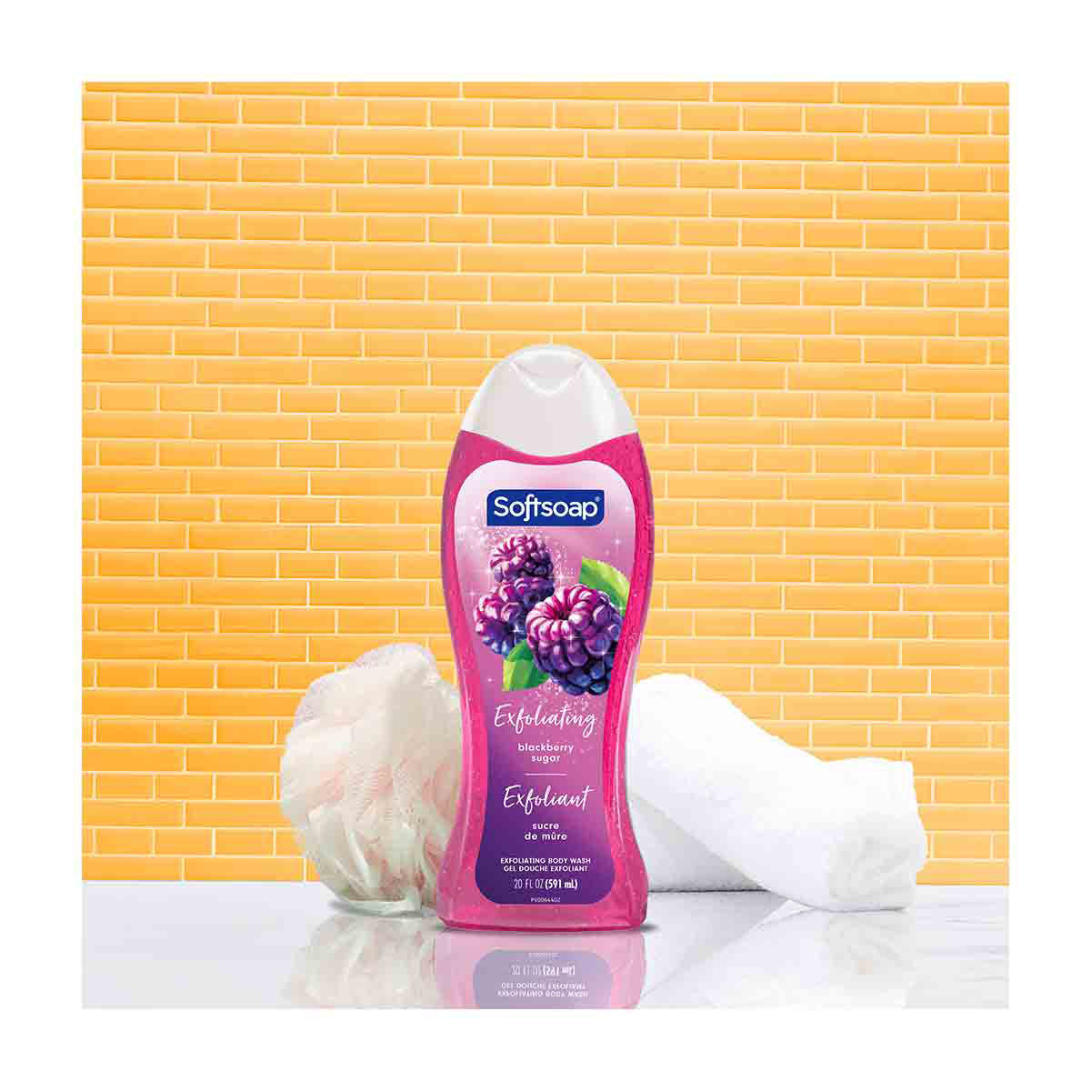 Softsoap Body Blackberry Sugar Exfoliating Body Wash, 20 oz