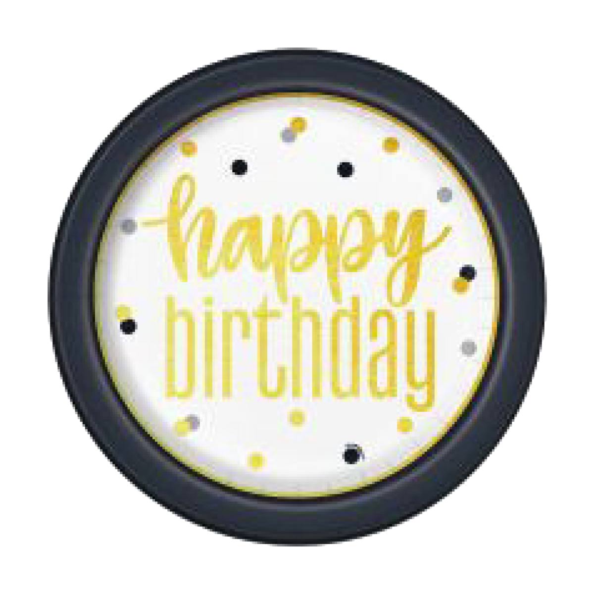 321 Party! 9" Foil Gold & Black Birthday Party Plates, 8 ct