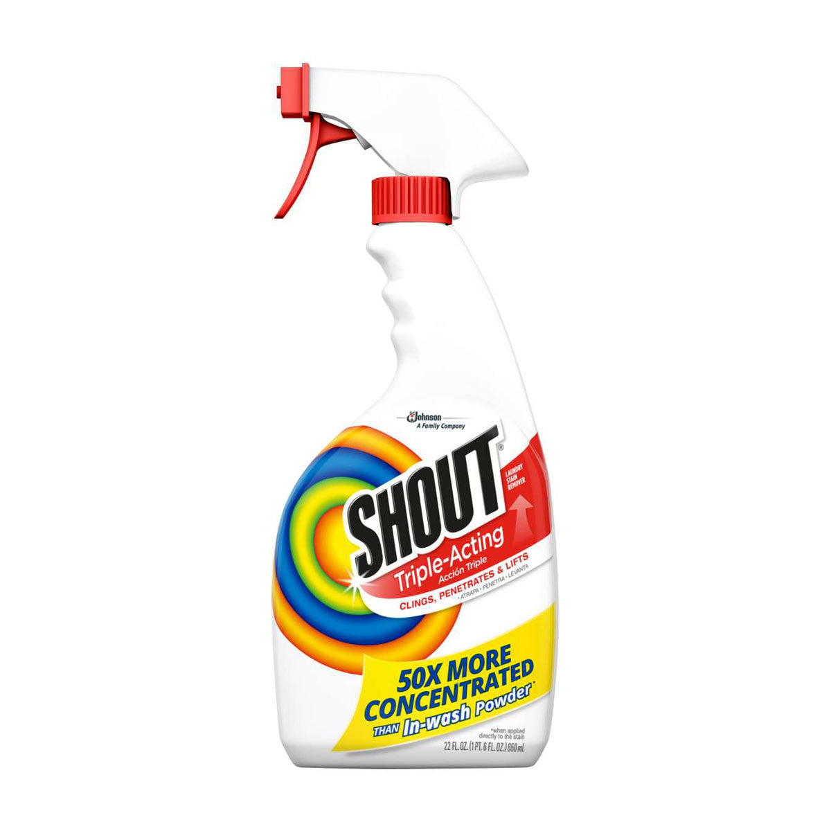 Shout Active Enzyme Laundry Stain Remover Pre-Wash Spray, Triple-Acting Formula, 22 oz