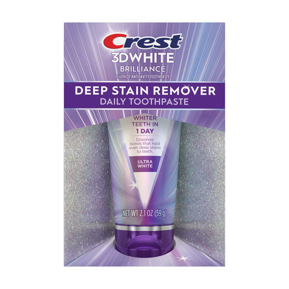 Crest 3D White Brilliance Deep Stain Remover Daily Toothpaste, Ultra White, 2.1 oz