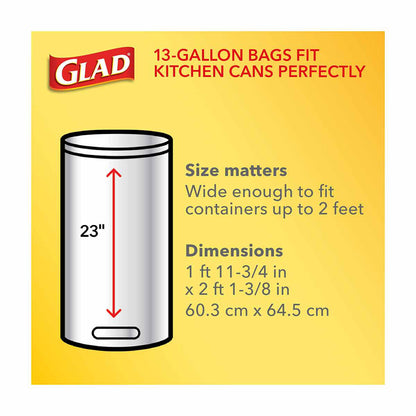 Glad® Tall Kitchen Quick-Tie Trash Bags, 13 Gallon, Gain Moonlight Breeze with Febreze, 60 Count