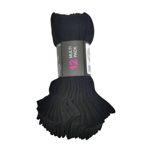 Ladies Black Ankle Socks, 12 ct