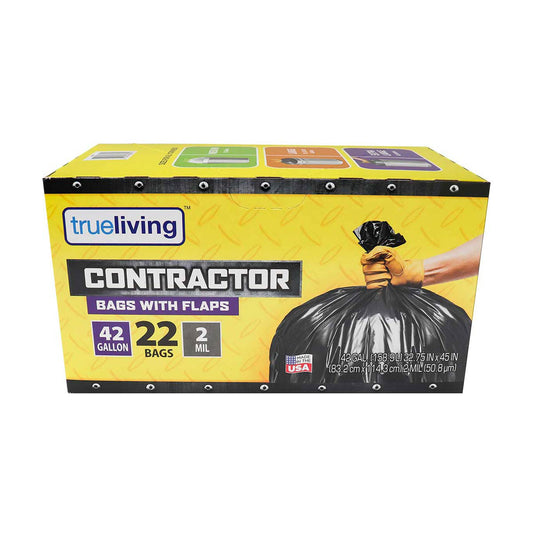 TrueLiving Contractor Bags with Flaps, 42 gal - 22 ct