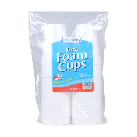 True Living 16 oz Foam Cups, 20 ct