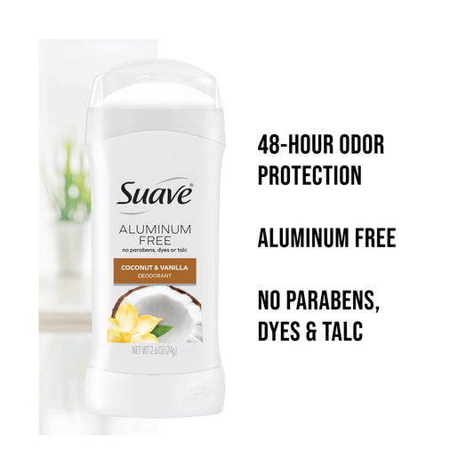 Suave Aluminum Free Deodorant, Coconut & Vanilla, 2.6 oz