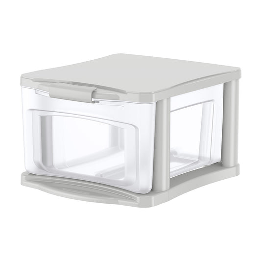 Bella Storage Solution 16-Quart Locking Drawer, Clear with Gray Accents