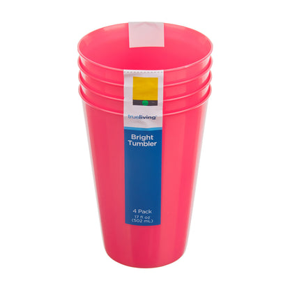 True Living Bright Tumblers, 17 fl oz, 4 pk, Assorted