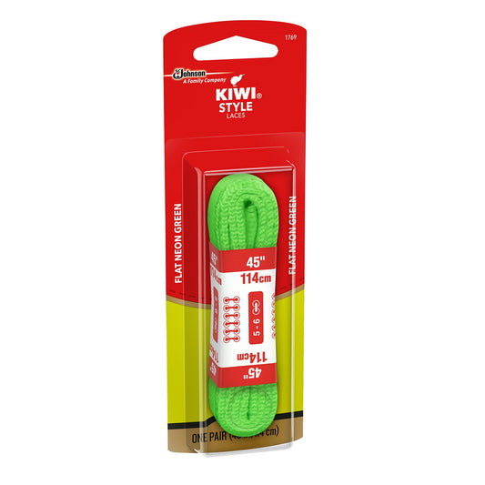 KIWI Flat Laces, Neon Green, 45", 1 pair